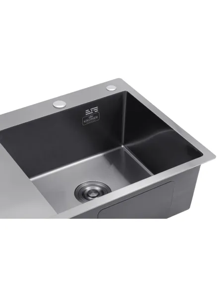 Мойка для кухни прямоугольная Kroner KRP Schwarze - 7849RHM PVD из нержавеющей стали 3.0/1.0 мм