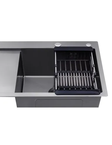 Мойка для кухни прямоугольная Kroner KRP Schwarze - 7849RHM PVD из нержавеющей стали 3.0/1.0 мм
