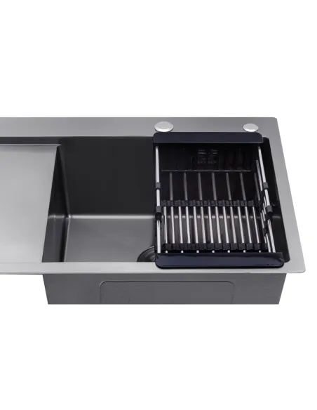 Мойка для кухни прямоугольная Kroner KRP Schwarze - 7849RHM PVD из нержавеющей стали 3.0/1.0 мм