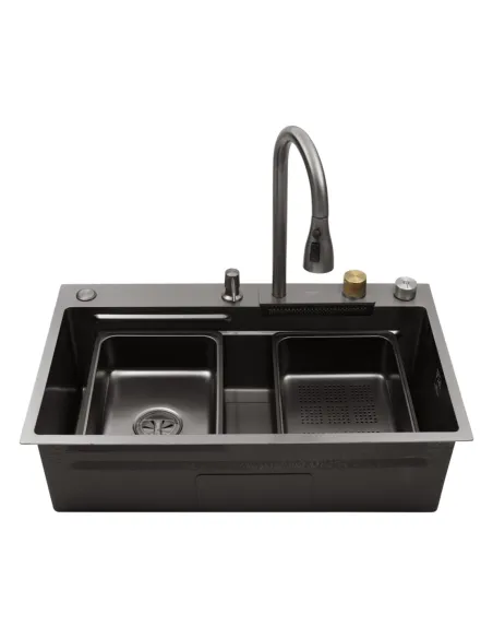 Многофункциональная кухонная мойка Kroner KRP Schwarze - SET7545HM PVD со встроенным смесителем