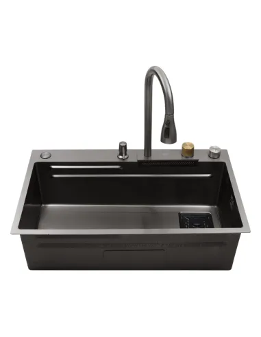 Многофункциональная кухонная мойка Kroner KRP Schwarze - SET7545HM PVD со встроенным смесителем