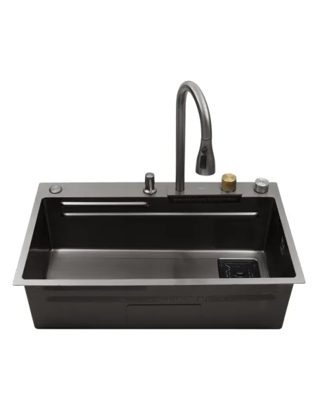 Многофункциональная кухонная мойка Kroner KRP Schwarze - SET7545HM PVD со встроенным смесителем