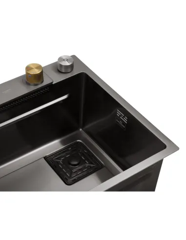 Багатофункціональна кухонна мийка Kroner KRP Schwarze - SET7545HM PVD із вбудованим змішувачем