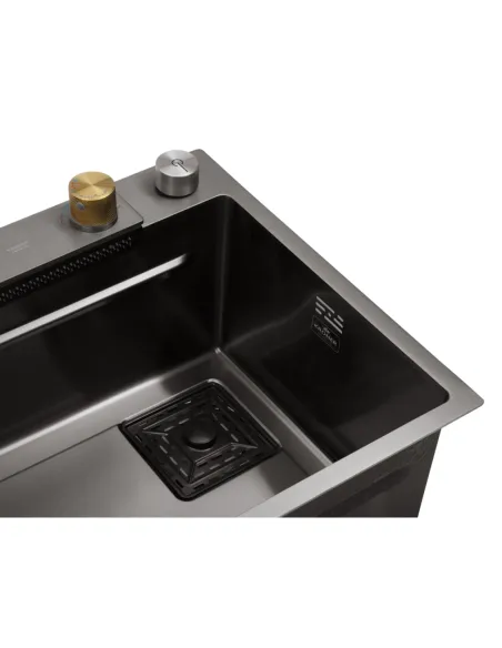 Багатофункціональна кухонна мийка Kroner KRP Schwarze - SET7545HM PVD із вбудованим змішувачем