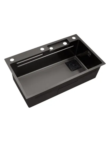 Багатофункціональна кухонна мийка Kroner KRP Schwarze - SET7545HM PVD із вбудованим змішувачем