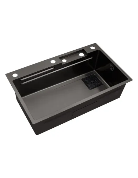 Багатофункціональна кухонна мийка Kroner KRP Schwarze - SET7545HM PVD із вбудованим змішувачем