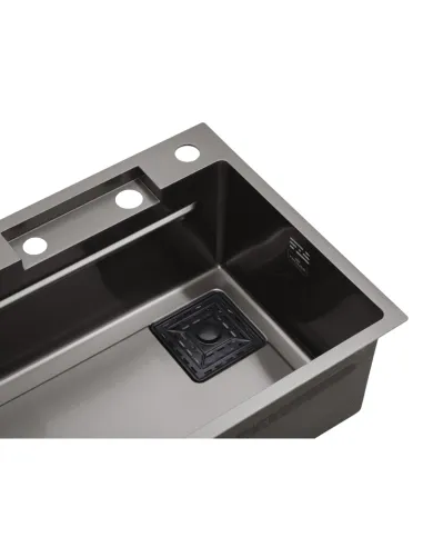 Многофункциональная кухонная мойка Kroner KRP Schwarze - SET7545HM PVD со встроенным смесителем