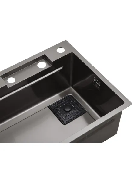 Багатофункціональна кухонна мийка Kroner KRP Schwarze - SET7545HM PVD із вбудованим змішувачем