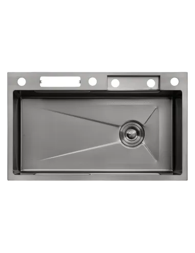 Багатофункціональна кухонна мийка Kroner KRP Schwarze - SET7545NB PVD з вбудованим змішувачем