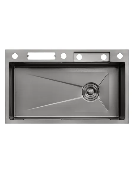 Багатофункціональна кухонна мийка Kroner KRP Schwarze - SET7545NB PVD з вбудованим змішувачем