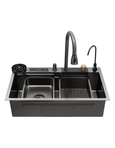 Многофункциональная кухонная мойка Kroner KRP Schwarze - SET7545NB PVD со встроенным смесителем
