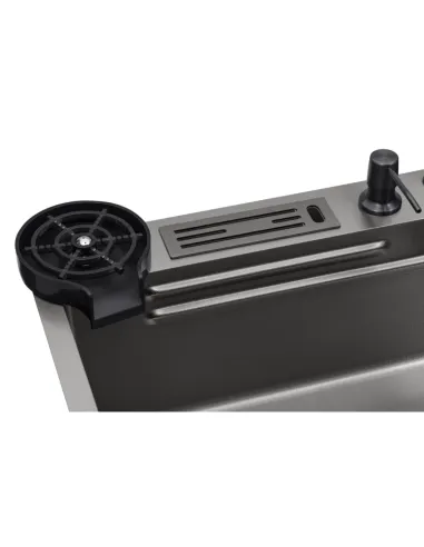 Багатофункціональна кухонна мийка Kroner KRP Schwarze - SET7545NB PVD з вбудованим змішувачем