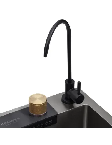 Многофункциональная кухонная мойка Kroner KRP Schwarze - SET7545NB PVD со встроенным смесителем