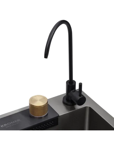 Многофункциональная кухонная мойка Kroner KRP Schwarze - SET7545NB PVD со встроенным смесителем