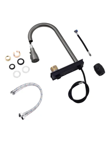 Багатофункціональна кухонна мийка Kroner KRP Schwarze - SET7545NB PVD з вбудованим змішувачем