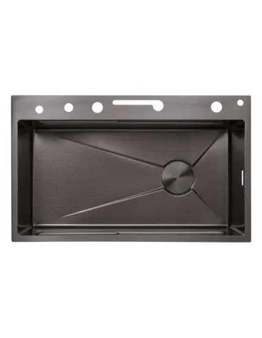 Багатофункціональна кухонна мийка Kroner KRP Schwarze - SET7546ARTHM PVD із вбудованим змішувачем