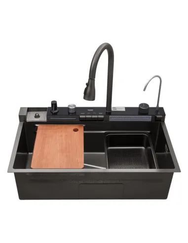 Многофункциональная кухонная мойка Kroner KRP Schwarze - SET7546ARTHM PVD со встроенным смесителем