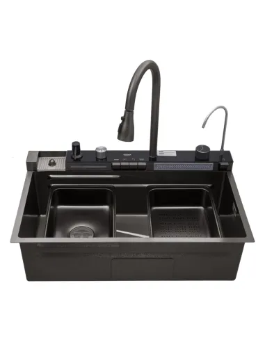Многофункциональная кухонная мойка Kroner KRP Schwarze - SET7546ARTHM PVD со встроенным смесителем
