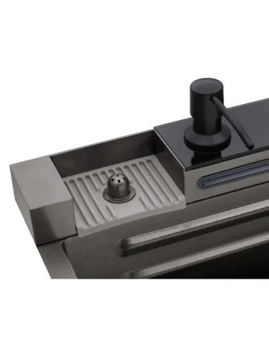 Багатофункціональна кухонна мийка Kroner KRP Schwarze - SET7546ARTHM PVD із вбудованим змішувачем