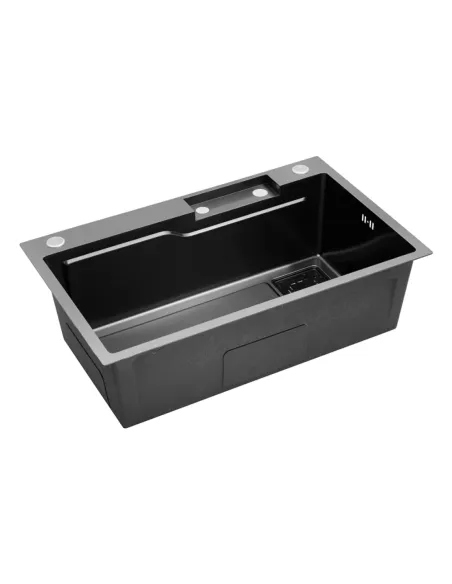 Многофункциональная кухонная мойка Kroner KRP Schwarze - SET7546HM PVD со встроенным смесителем