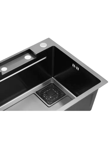 Многофункциональная кухонная мойка Kroner KRP Schwarze - SET7546HM PVD со встроенным смесителем