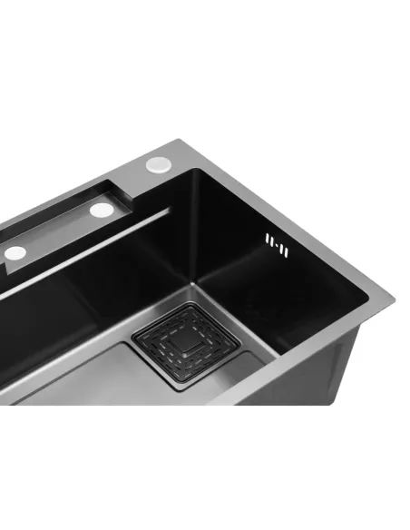 Многофункциональная кухонная мойка Kroner KRP Schwarze - SET7546HM PVD со встроенным смесителем
