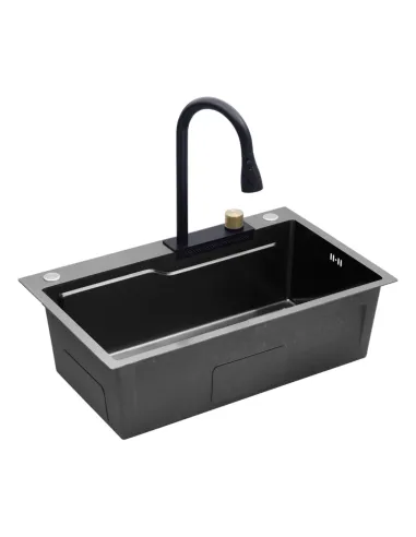 Многофункциональная кухонная мойка Kroner KRP Schwarze - SET7546HM PVD со встроенным смесителем
