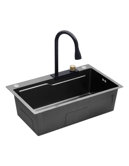 Многофункциональная кухонная мойка Kroner KRP Schwarze - SET7546HM PVD со встроенным смесителем