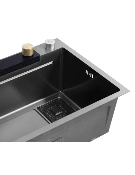 Многофункциональная кухонная мойка Kroner KRP Schwarze - SET7546HM PVD со встроенным смесителем