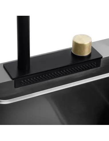 Багатофункціональна кухонна мийка Kroner KRP Schwarze - SET7546HM PVD із вбудованим змішувачем