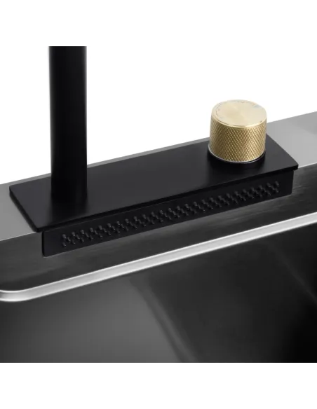 Многофункциональная кухонная мойка Kroner KRP Schwarze - SET7546HM PVD со встроенным смесителем