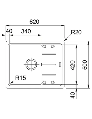 Мийка кухонна прямокутна Franke Basis BFG 611-62, 620x500x200 мм, мигдаль купити в Дніпрі та Києві - ціна від КТУ