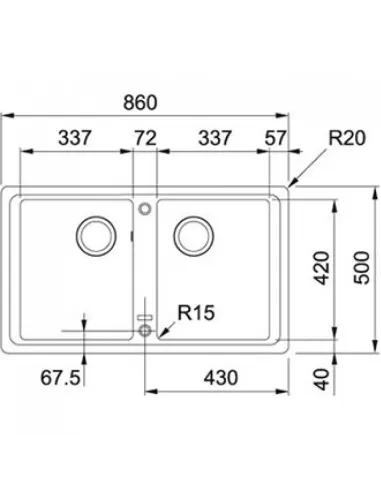 Мойка для кухни прямоугольная Franke Basis BFG 620, 860x500x200 мм, каменная, оникс купить в Днепре и Киеве - цена от КТУ