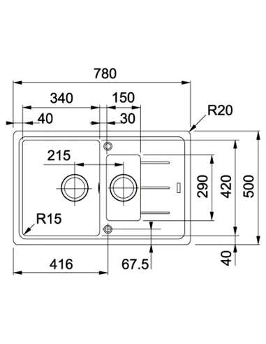 Мойка для кухни прямоугольная Franke Basis BFG 651-78, 780x500x200 мм, каменная, серый камень купить в Днепре и Киеве - цена от 