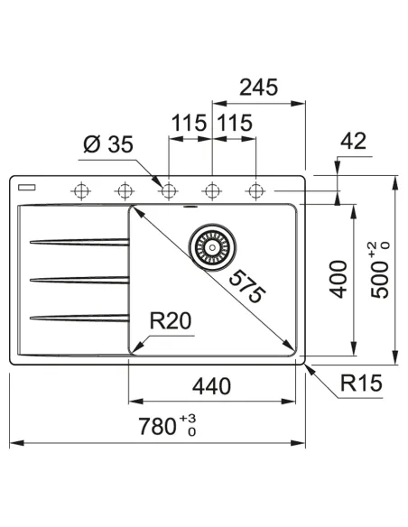 Мойка для кухни прямоугольная Franke Centro CNG 611-78 TL, 780x500x200 мм, каменная, белая, крыло слева купить в Днепре и Киеве 