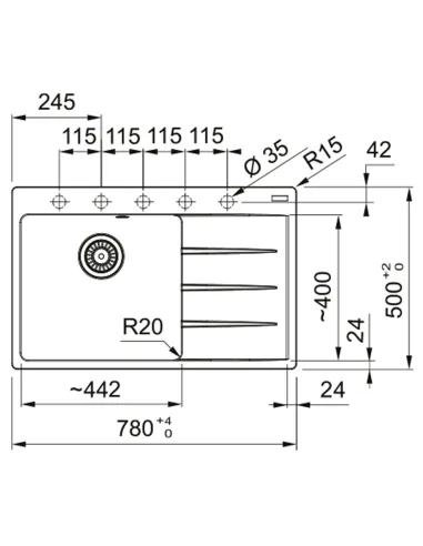 Мойка для кухни прямоугольная Franke Centro CNG 611-78 TL, 780x500x200 мм, каменная, оникс, крыло справа купить в Днепре и Киеве