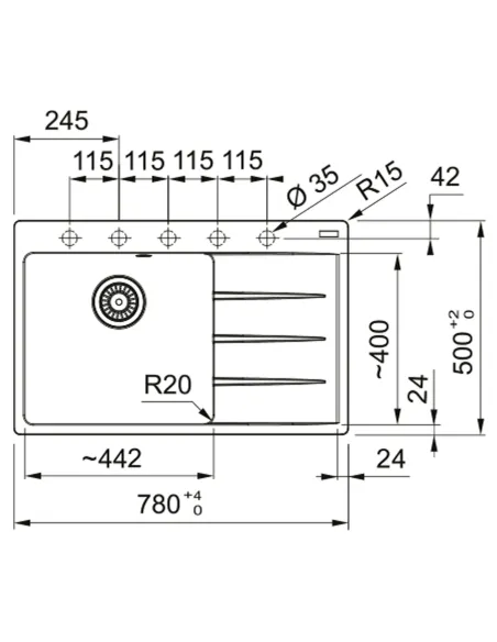 Мойка для кухни прямоугольная Franke Centro CNG 611-78 TL, 780x500x200 мм, каменная, оникс, крыло справа купить в Днепре и Киеве