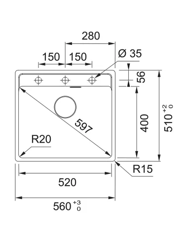 Мойка для кухни прямоугольная Franke Maris MRG 610-52 TL, 560x510x200 мм, каменная, серый камень купить в Днепре и Киеве - цена 
