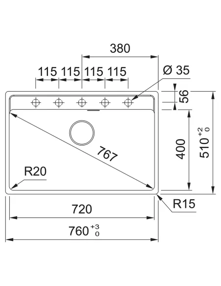 Мойка для кухни прямоугольная Franke Maris MRG 610-72 TL, 760x510x200 мм, каменная, оникс купить в Днепре и Киеве - цена от КТУ