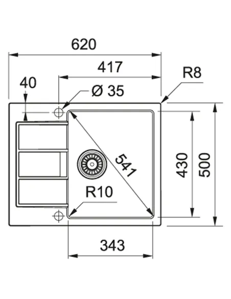 Мийка кухонна кам`яна прямокутна Franke Sirius 2.0 S2D 611-62, 620x500x200 мм, чорна купити у Дніпрі та Києві - ціна від КТУ