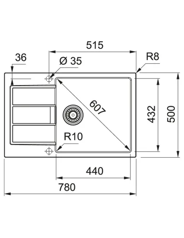 Мийка кухонна кам`яна прямокутна Franke Sirius 2.0 S2D 611-78 XL, 780x500x200 мм, сіра купити у Дніпрі та Києві - ціна від КТУ