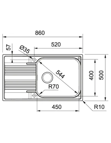 Мойка для кухни прямоугольная Franke SRL 611-86 XL, 500х860х190 мм, нержавеющая сталь купить в Днепре и Киеве - цена от КТУ