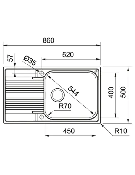 Мойка для кухни прямоугольная Franke SRX 611-86 XL, 500х860х180 мм, неравеющая сталь купить в Днепре и Киеве - цена от КТУ