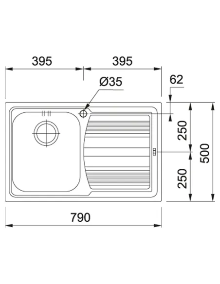 Миття кухонне прямокутне ліве Franke Logica line 611-79 Decor,790x500x180 мм купити в Дніпрі та Києві - ціна від КТУ