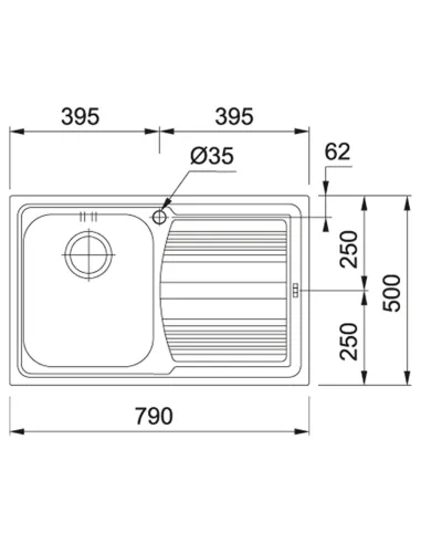 Мойка для кухни прямоугольная Franke Logica Line LLX 611-79, 790х500х195 мм, из нержавеющей стали, крыло справа купить в Днепре 