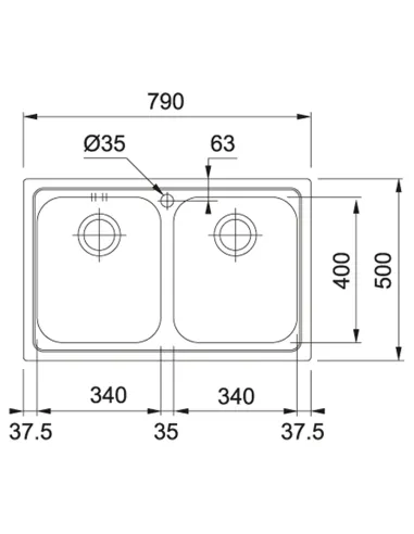 Миття кухонне прямокутне Franke Logica line LLX 620-79 Decor, 790x500x90 мм купити в Дніпрі та Києві - ціна від КТУ