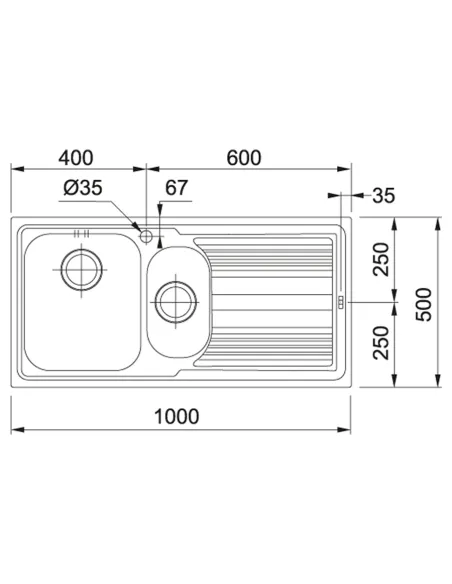 Мойка для кухни прямоугольная Franke Logica line LLX 651, 1000x500x180 мм, из нержавеющей стали, крыло слева купить в Днепре и К