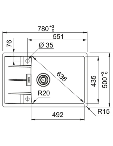 Мойка для кухни прямоугольная Franke Centro CNG 611-78 XL 780х500х200 мм, серый камень, каменная купить в Днепре и Киеве - цена 