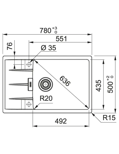 Мойка для кухни прямоугольная Franke Centro CNG 611-78 XL 780х500х200 мм, серый камень, каменная купить в Днепре и Киеве - цена 