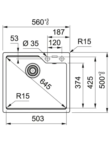 Мийка для кухні прямокутна Franke Urban UBG 610-56, 560х500х230 мм, сірий сланець, кам`яна